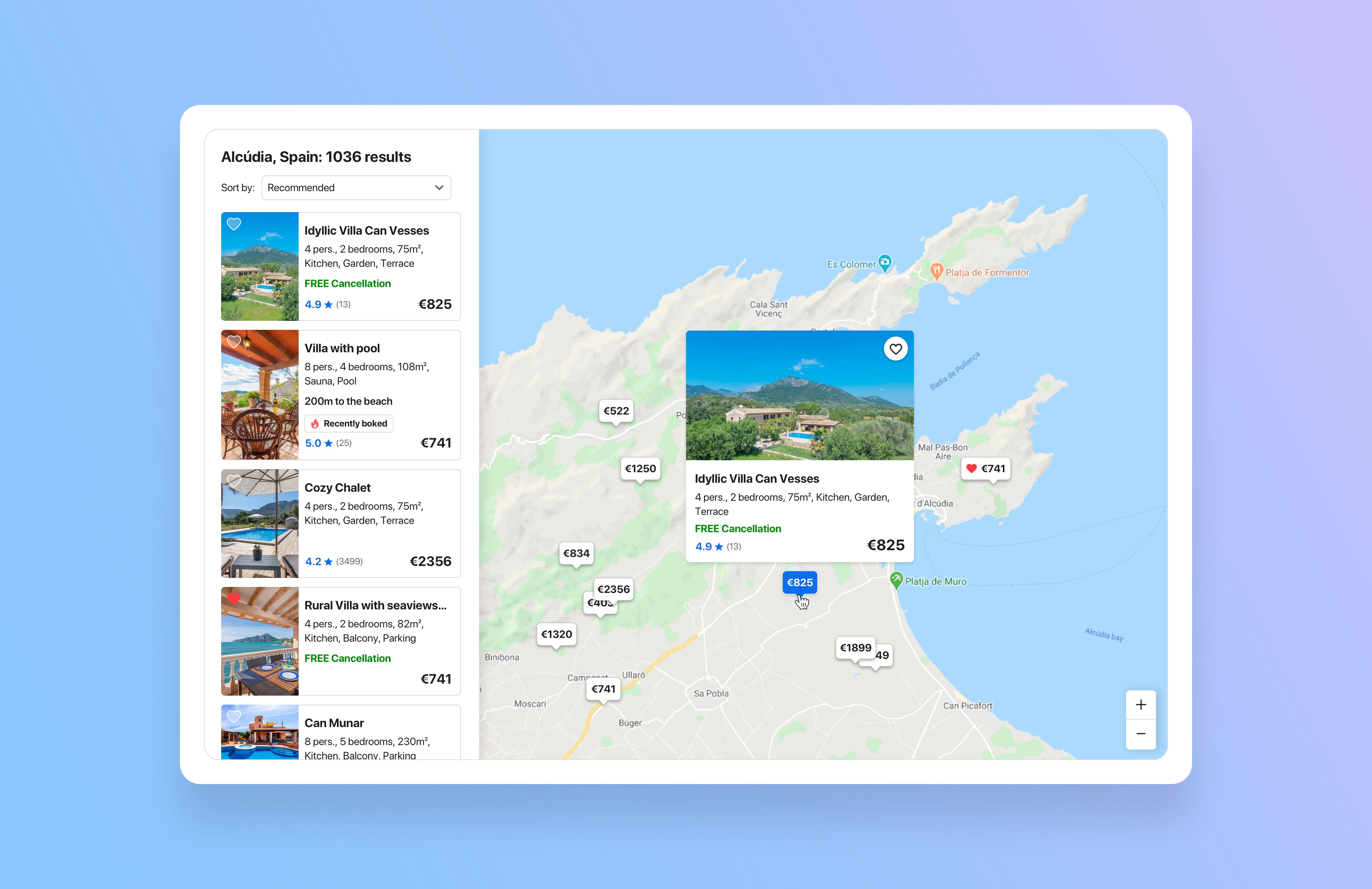 Mockup with the new design of the map